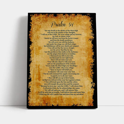 Psalm 91 - He Will Call Upon Me And I Will Answer Him Canvas Wall Print - Christian Canvas Wall Art Decor