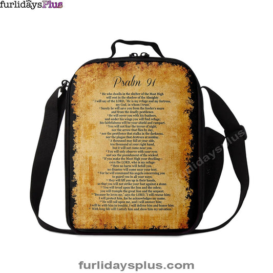 Psalm 91, He Will Call Upon Me And I Will Answer Him Lunchbag Wall Print, Christian Lunchbag