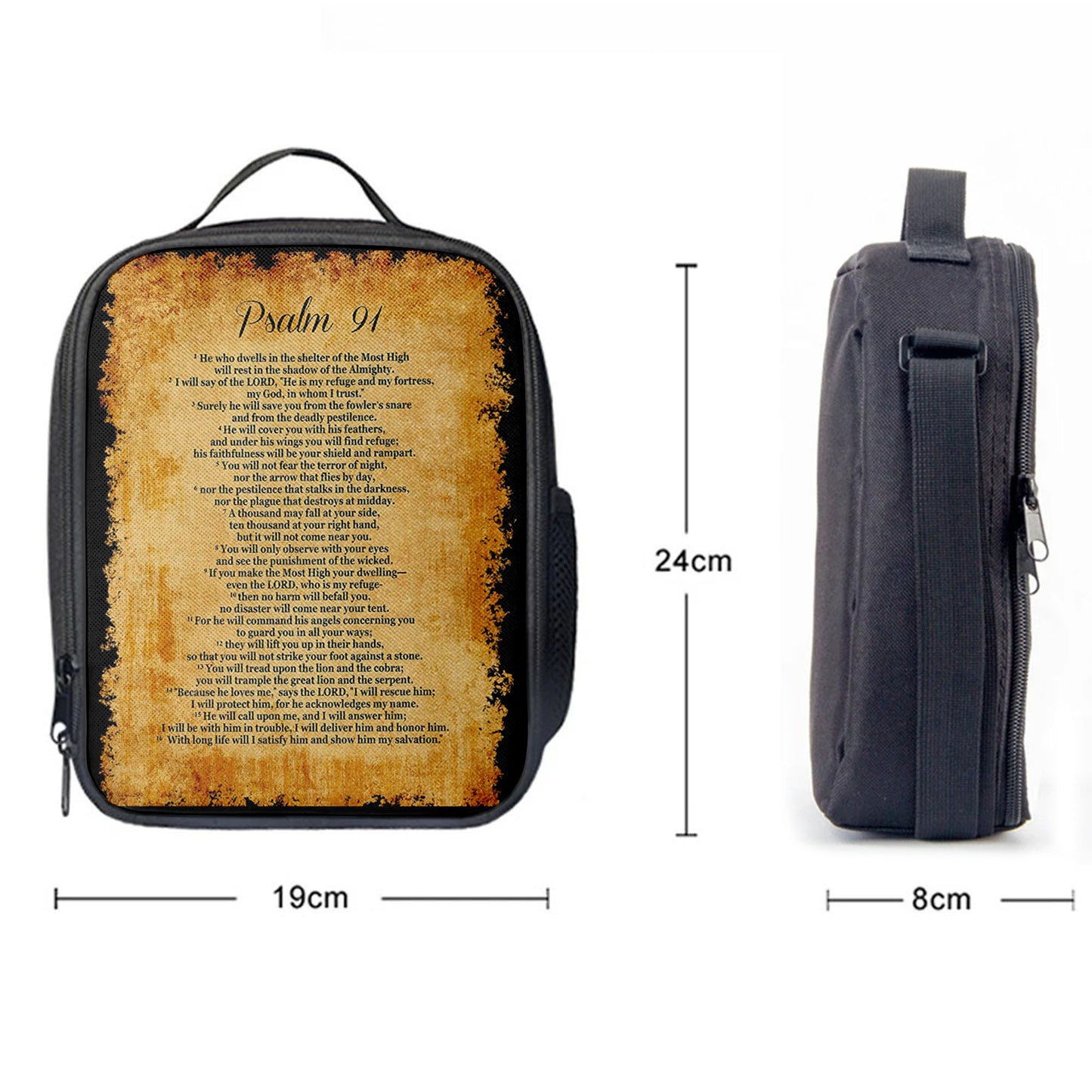 Psalm 91, He Will Call Upon Me And I Will Answer Him Lunchbag Wall Print, Christian Lunchbag