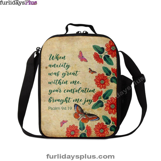 Psalm 9419 When Anxiety Was Great Within Me Lunchbag, Bible Verse Lunch Bag, Scripture Lunchbag