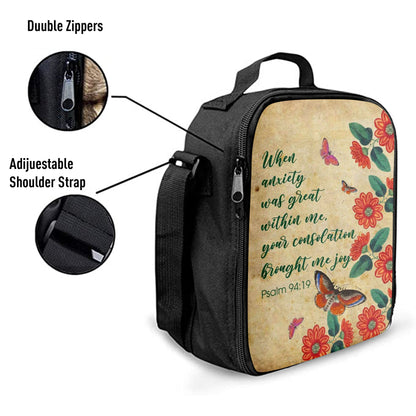 Psalm 9419 When Anxiety Was Great Within Me Lunchbag, Bible Verse Lunch Bag, Scripture Lunchbag