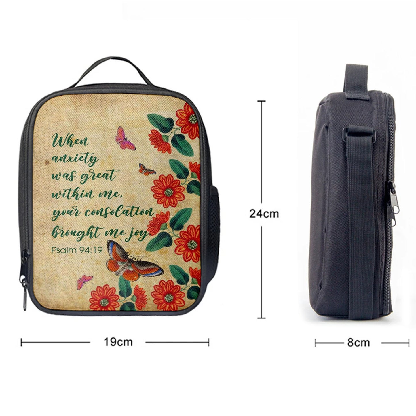 Psalm 9419 When Anxiety Was Great Within Me Lunchbag, Bible Verse Lunch Bag, Scripture Lunchbag