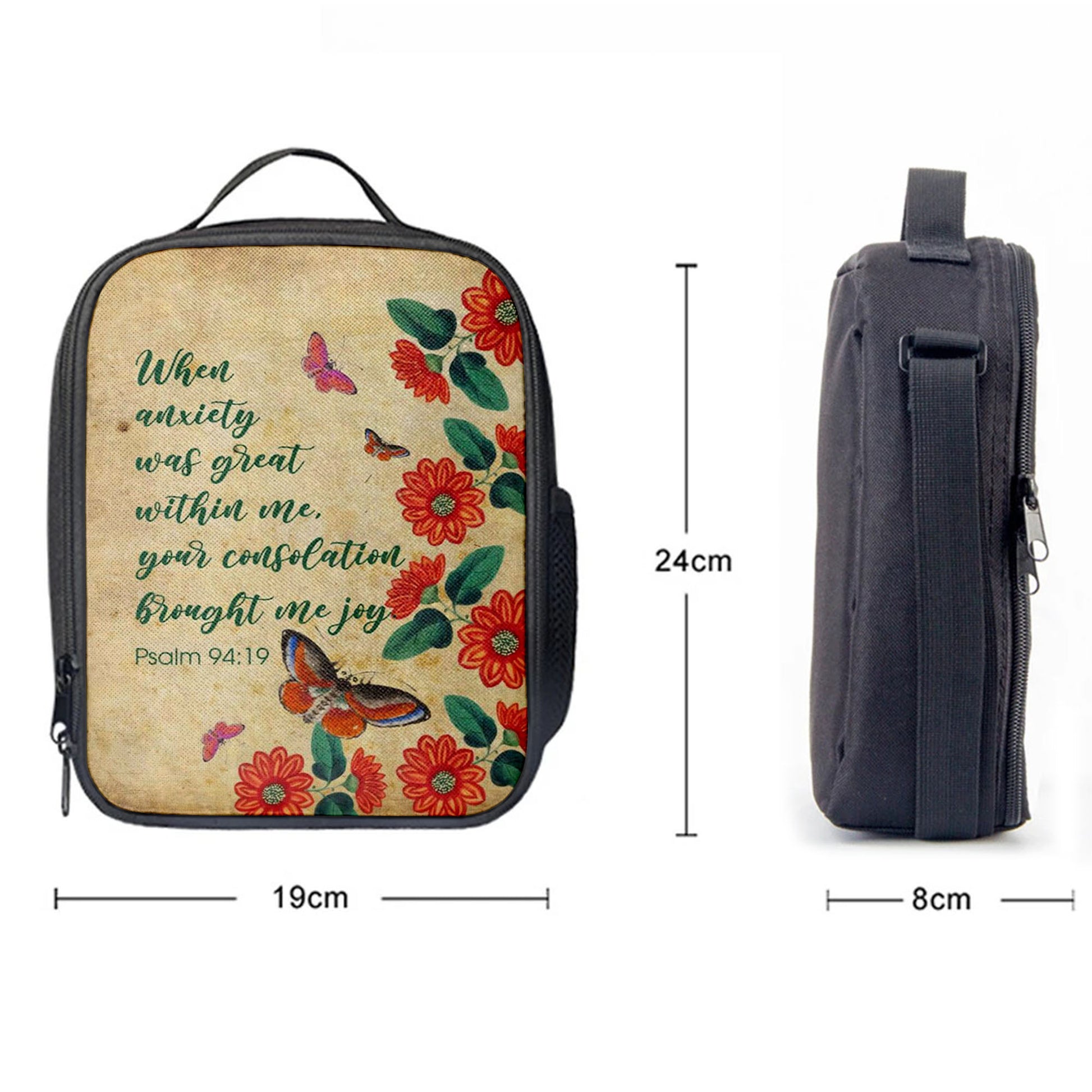 Psalm 9419 When Anxiety Was Great Within Me Lunchbag, Bible Verse Lunch Bag, Scripture Lunchbag