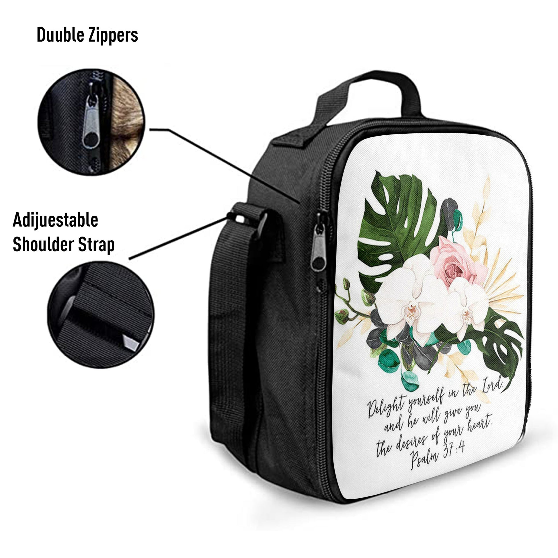 Psalms 37 4 Orchid Lunch Bag, Delight Yourself In The Lord Lunchbag, Christian Lunchbag