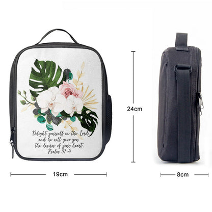 Psalms 37 4 Orchid Lunch Bag, Delight Yourself In The Lord Lunchbag, Christian Lunchbag