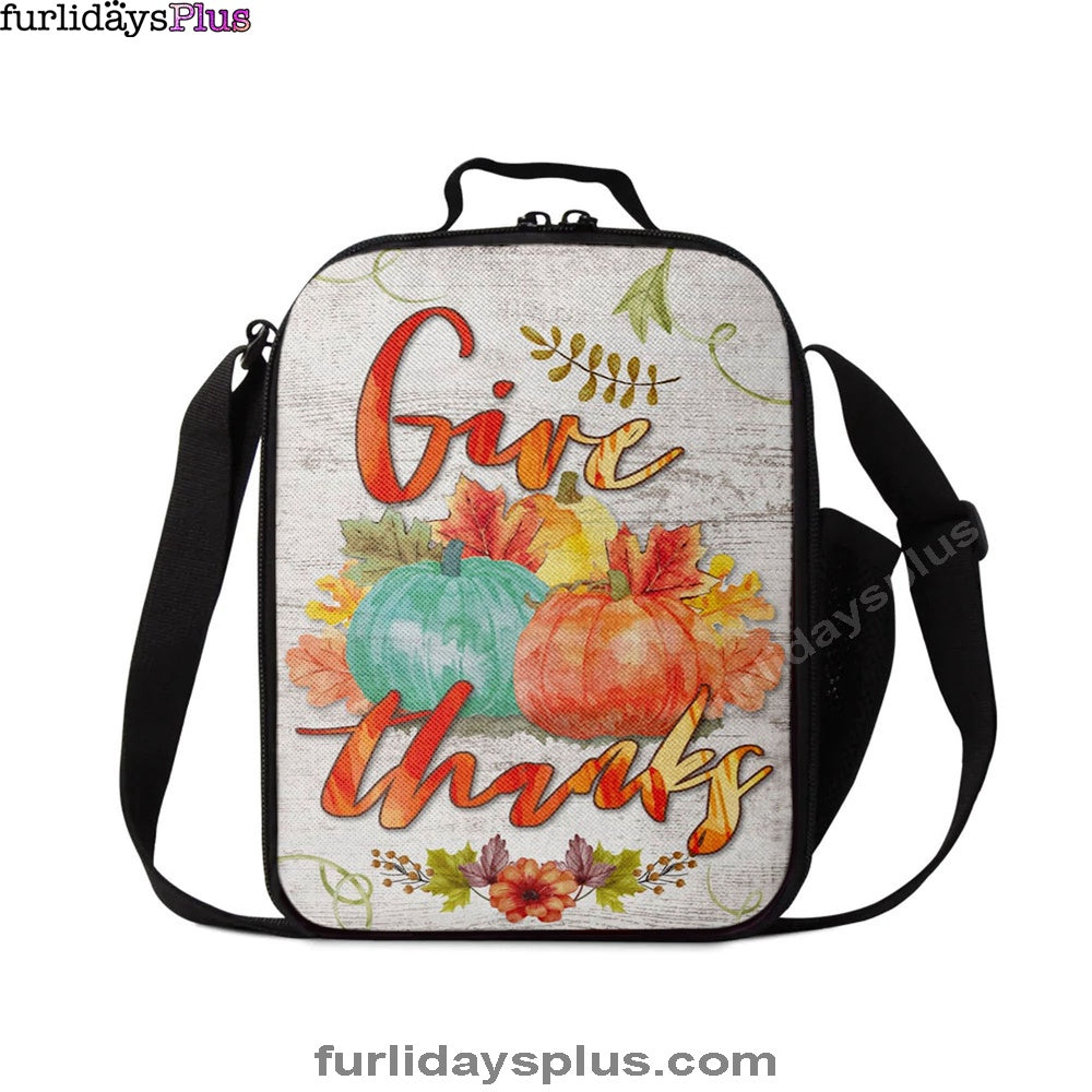 Pumpkin Thanksgiving Give Thanks Lunchbag, Bible Verse Lunch Bag, Scripture Lunchbag