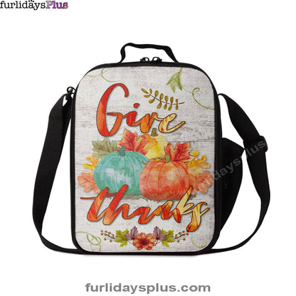 Pumpkin Thanksgiving Give Thanks Lunchbag, Bible Verse Lunch Bag, Scripture Lunchbag