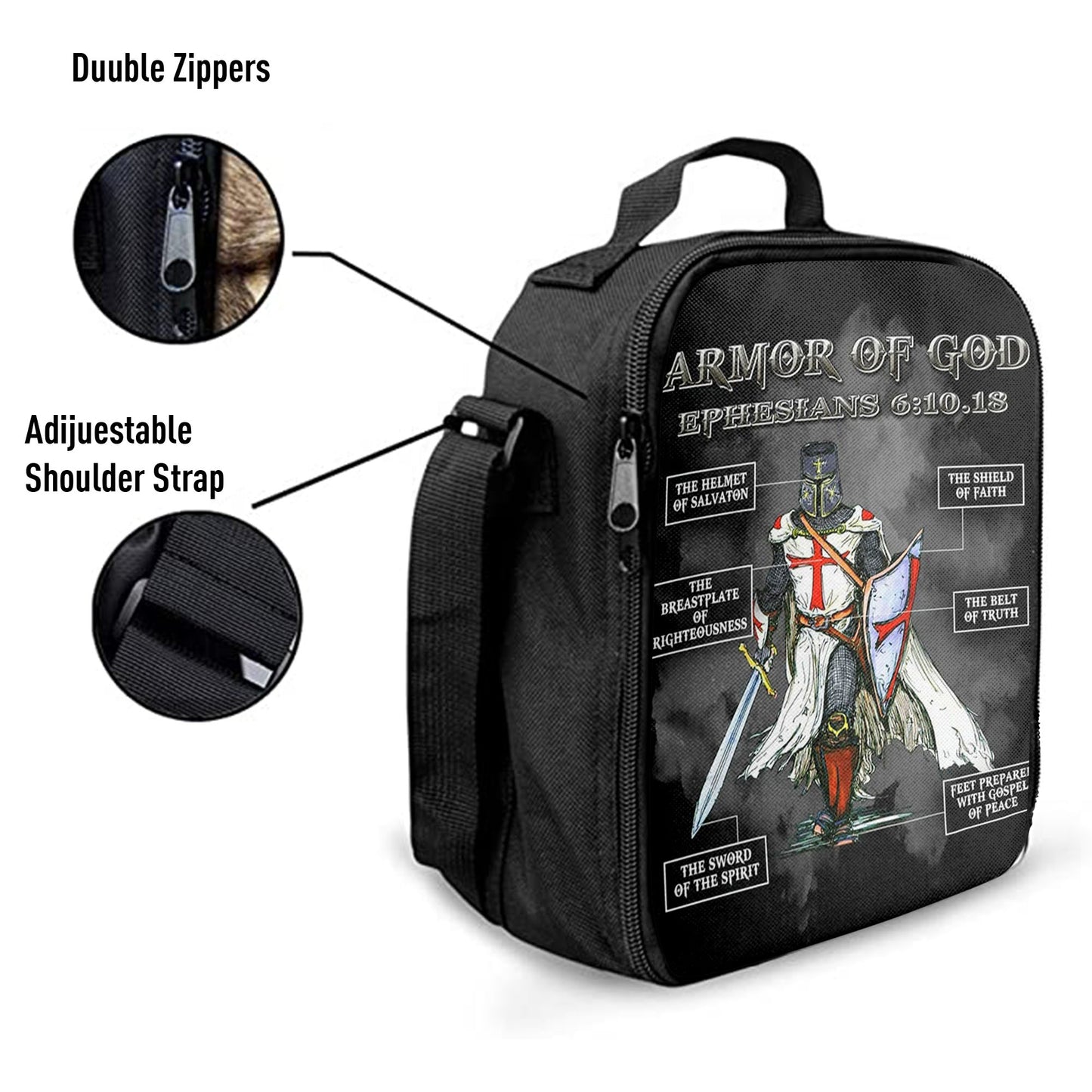 Put On The Full Armor Of God Warrior Of Christ Lunchbag, Christian Lunchbag, Religious Art