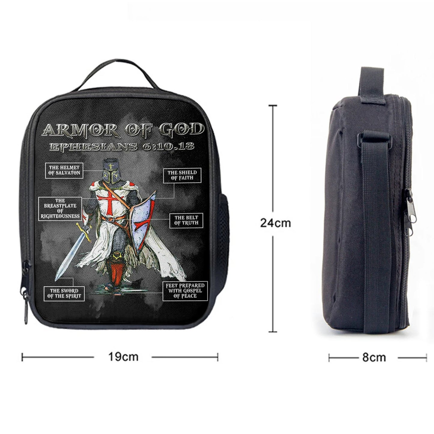 Put On The Full Armor Of God Warrior Of Christ Lunchbag, Christian Lunchbag, Religious Art