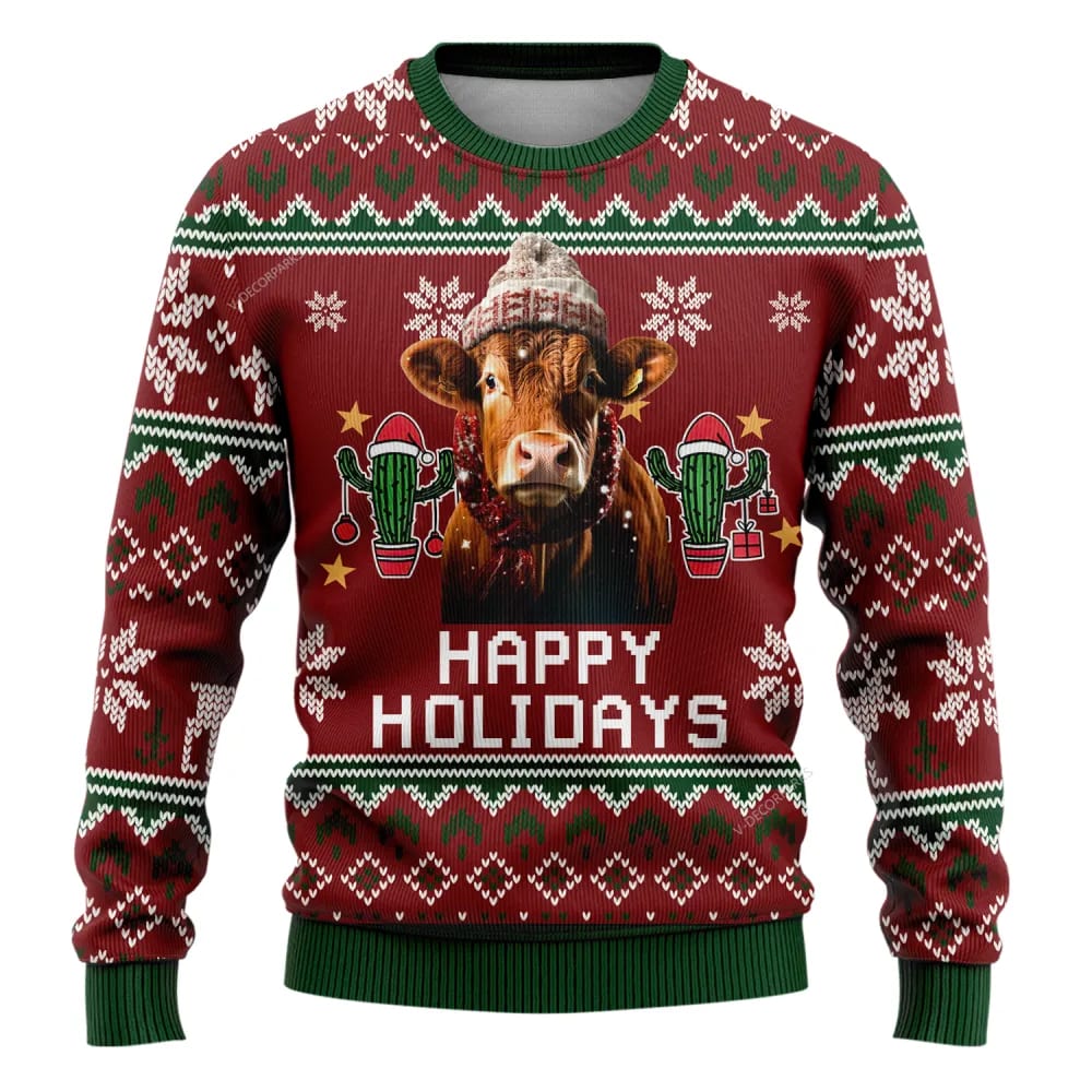 Red Angus Cow Ugly Christmas Sweaters For Men Women, Christmas Gift, Christmas Winter Fashion, Farmers Sweater