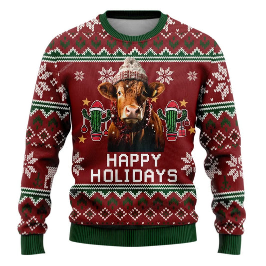 Red Angus Cow Ugly Christmas Sweaters For Men Women, Christmas Gift, Christmas Winter Fashion, Farmers Sweater