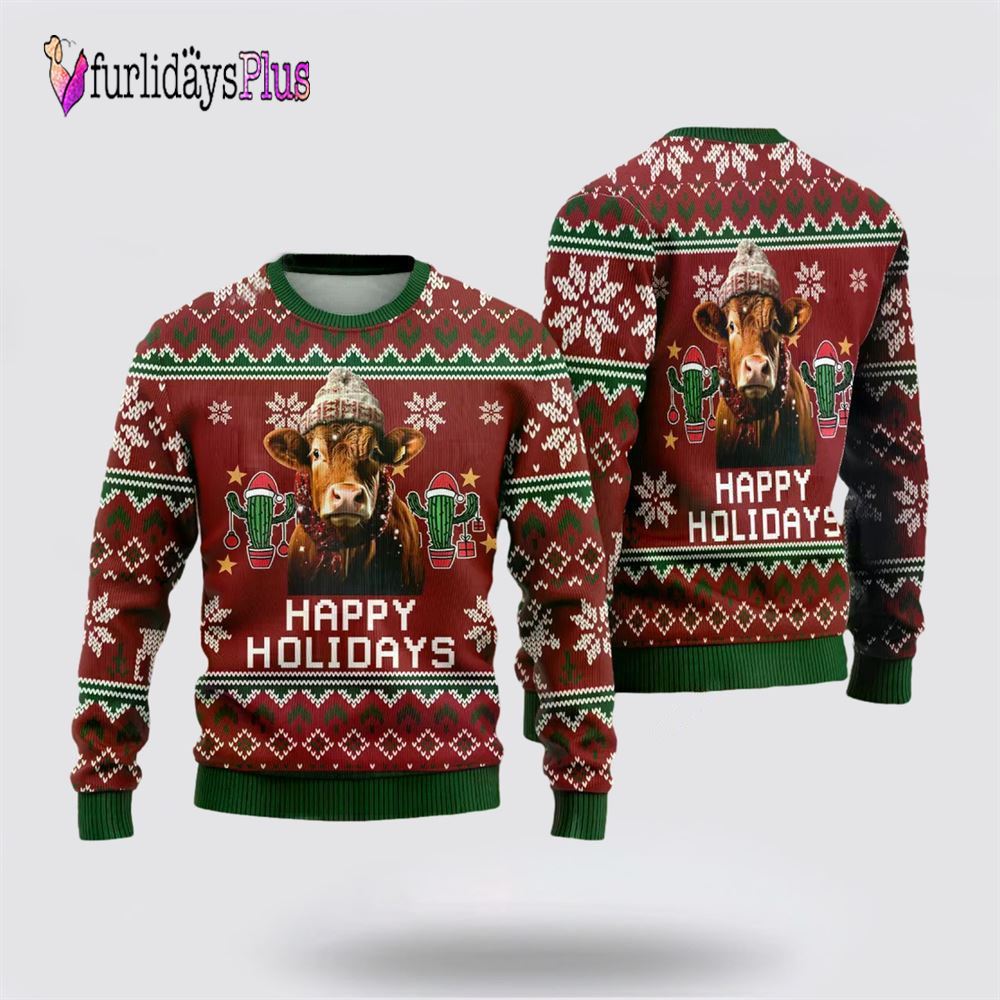 Red Angus Cow Ugly Christmas Sweaters For Men Women, Christmas Gift, Christmas Winter Fashion, Farmers Sweater