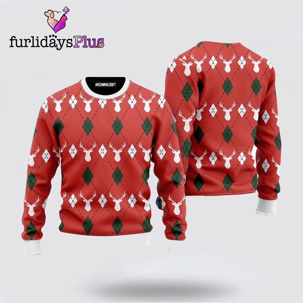 Red Argyle Reinmas Ugly Sweater ,Christmas Ugly Sweater For Men, Women