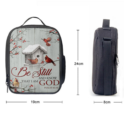 Red Cardinal Be Still And Know That I Am God Lunchbag, Christian Lunch Bag, Bible Verse Lunch Bag