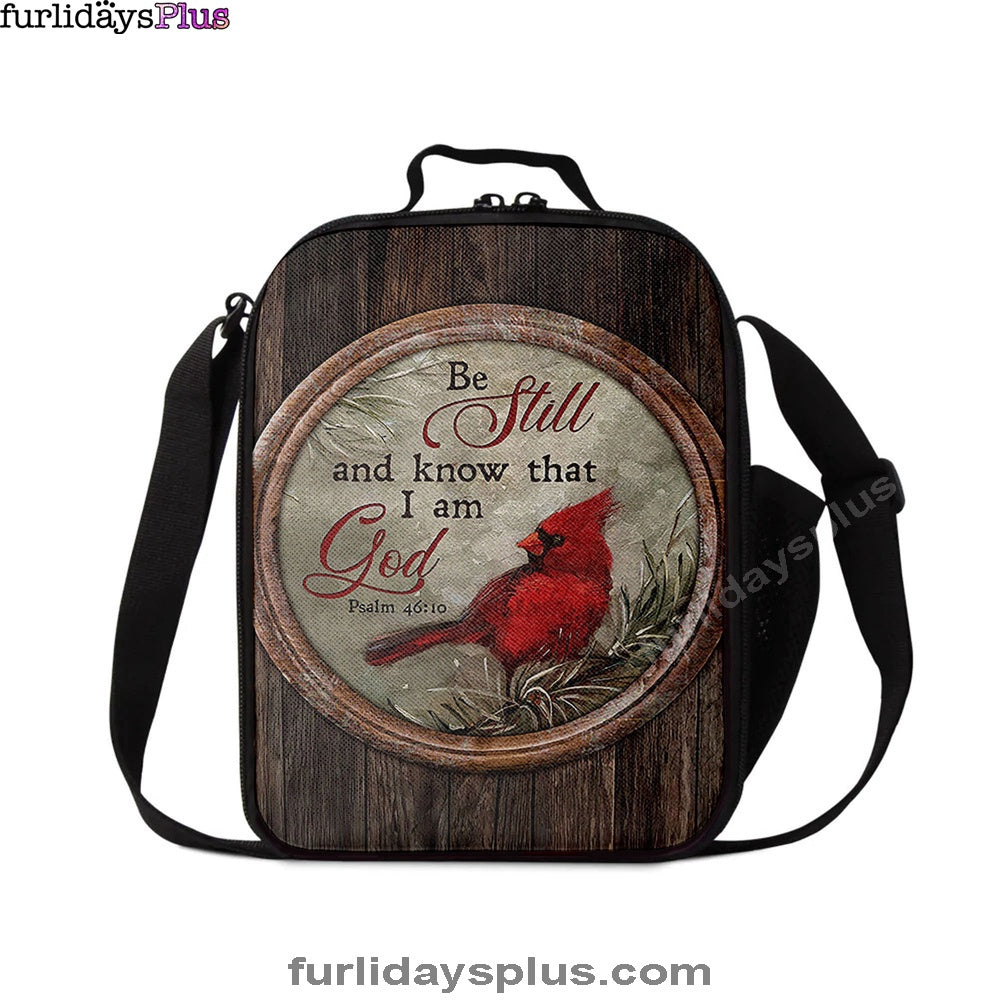 Red Cardinal Be Still And Know That I Am God Lunchbag, Christian Lunchbag, Religious Lunchbag