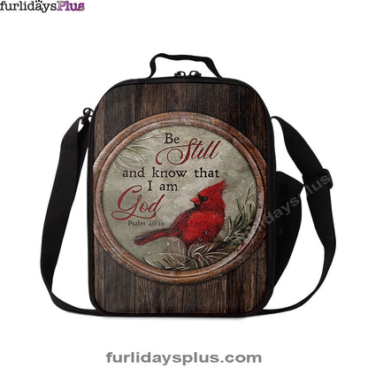 Red Cardinal Be Still And Know That I Am God Lunchbag, Christian Lunchbag, Religious Lunchbag