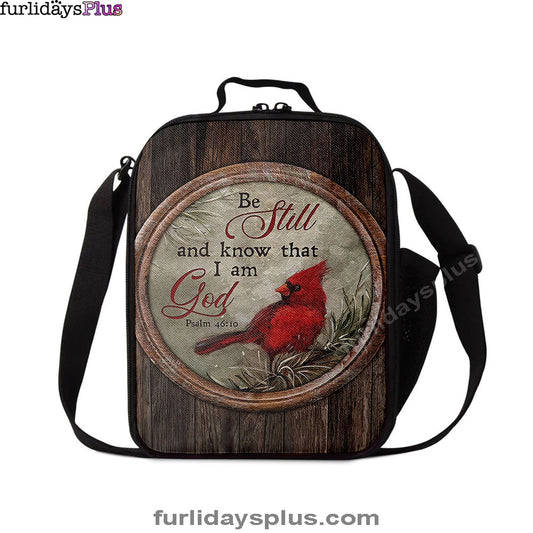 Red Cardinal Be Still And Know That I Am God Lunchbag, Christian Lunchbag, Religious Lunchbag