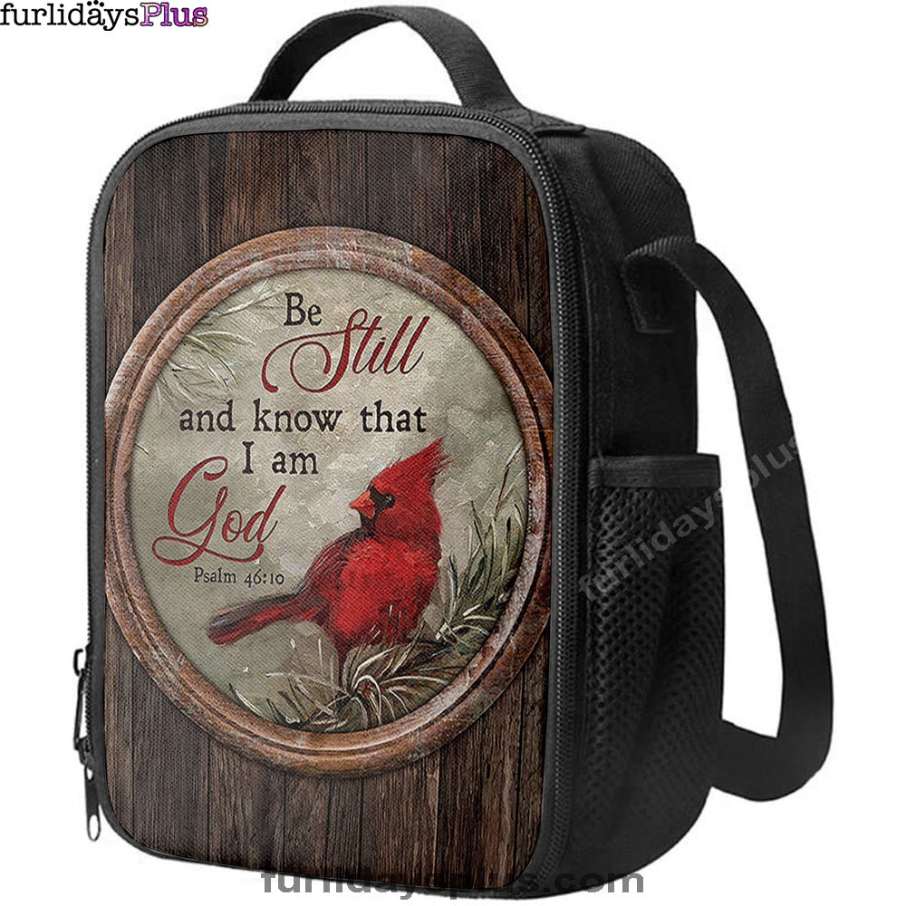 Red Cardinal Be Still And Know That I Am God Lunchbag, Christian Lunchbag, Religious Lunchbag