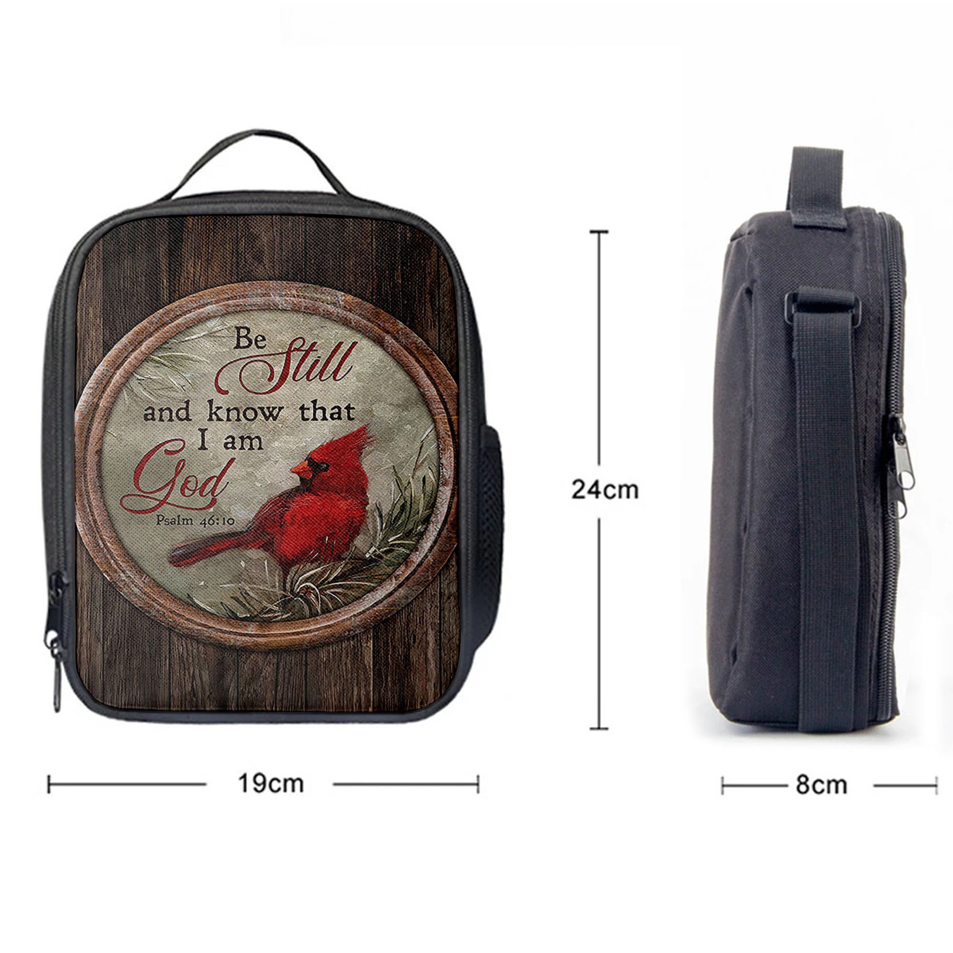 Red Cardinal Be Still And Know That I Am God Lunchbag, Christian Lunchbag, Religious Lunchbag