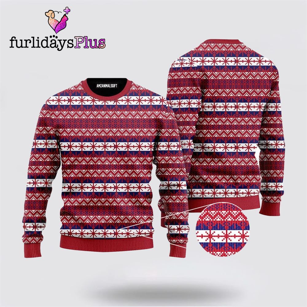 Red Fancy Xmas Pattern Urly Christmas Sweater, Christmas Sweater ,Christmas Ugly Sweater For Men, Women