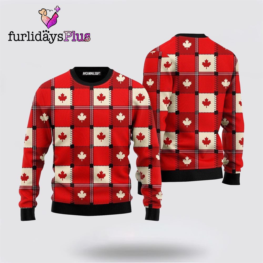 Red Maple Leaf Canada Day Ugly Sweater ,Christmas Ugly Sweater For Men, Women