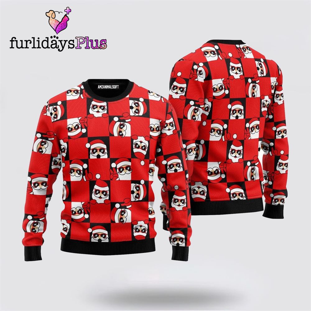 Red Santa Peeking Ugly Sweater ,Christmas Ugly Sweater For Men, Women