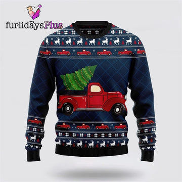 Red Truck Christmas Tree Ugly Sweater ,Christmas Ugly Sweater For Men, Women