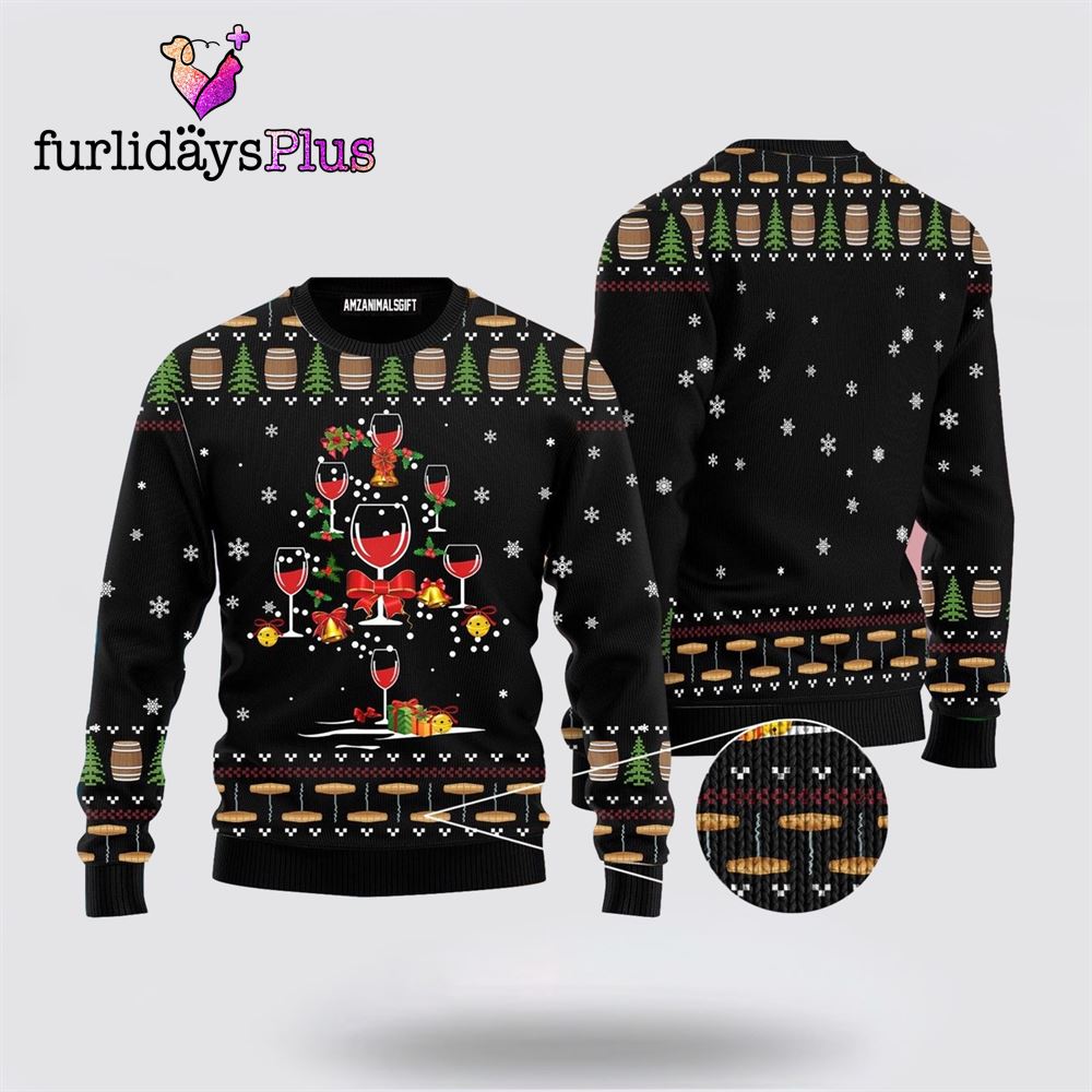 Red Wine Ugly Sweater ,Christmas Ugly Sweater For Men, Women