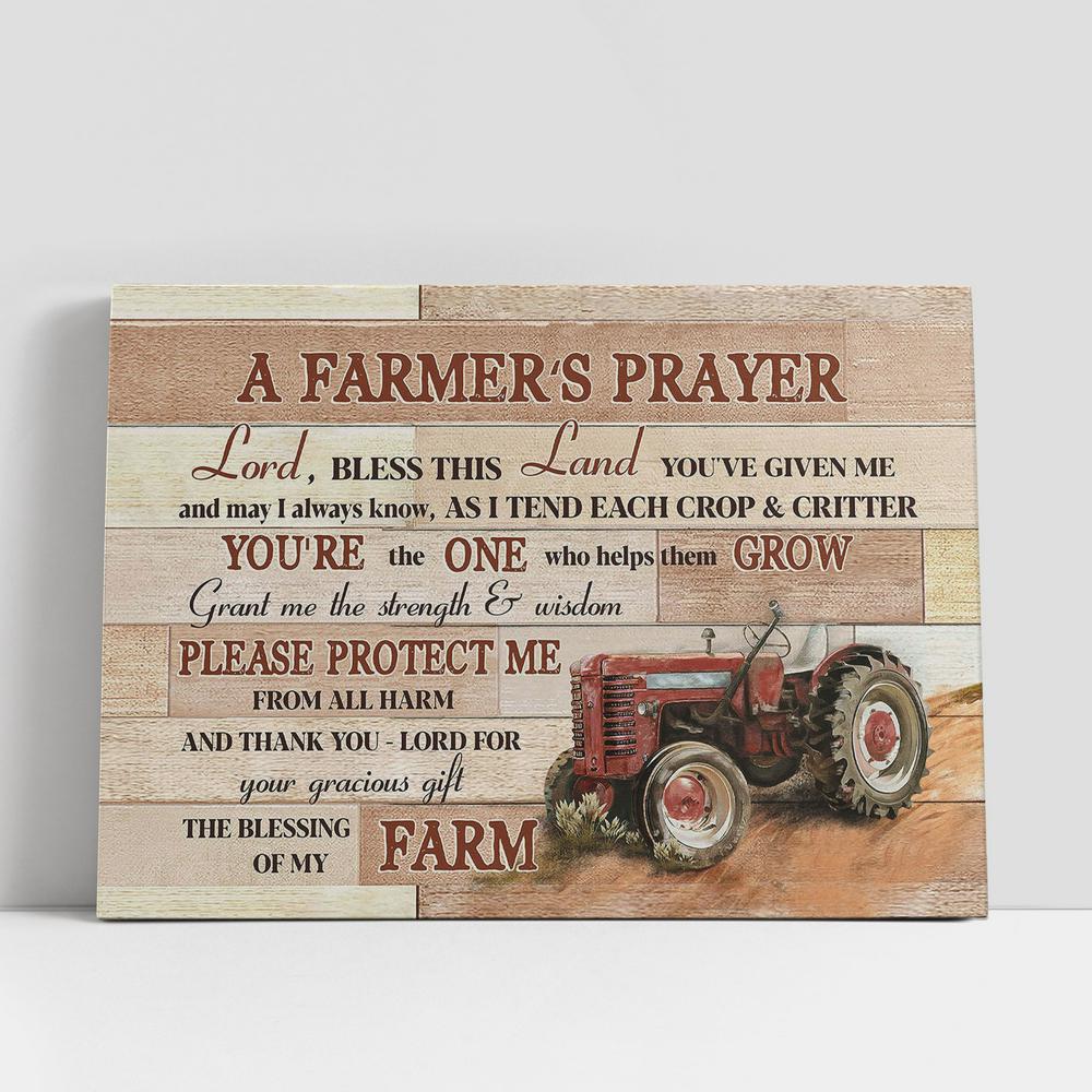 Red truck A farmer's prayer Canvas Wall Art, Bible Verse Canvas, Religious Prints