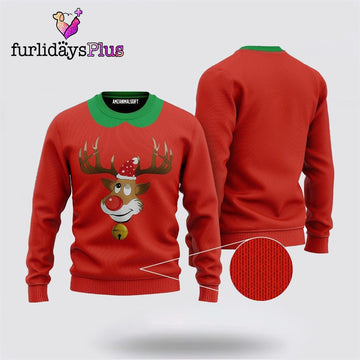 Reindeer Christmas Ugly Sweater, Cartoon Reindeer Sweater ,Christmas Ugly Sweater For Men, Women