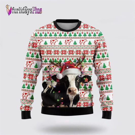 Reindeer Dairy Cow Ugly Christmas Sweater For Men Women, Christmas Gift, Christmas Winter Fashion, Farmers Sweater