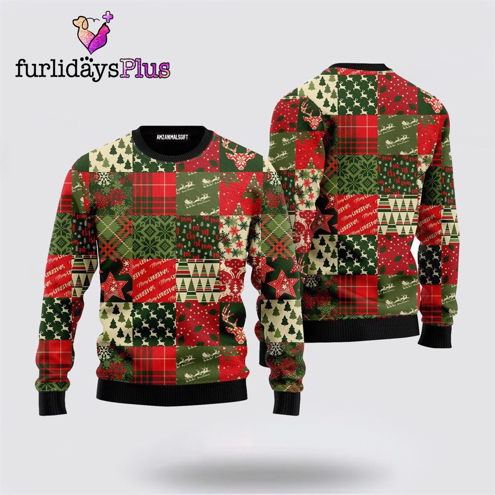 Reindeer & Pine Tree Pattern Ugly Sweater ,Christmas Ugly Sweater For Men, Women