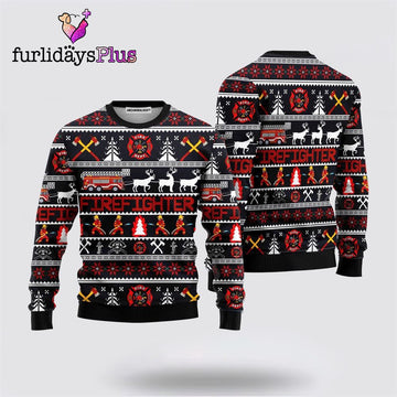 Reindeer Pulling Fire Truck Sweater ,Christmas Ugly Sweater For Men, Women