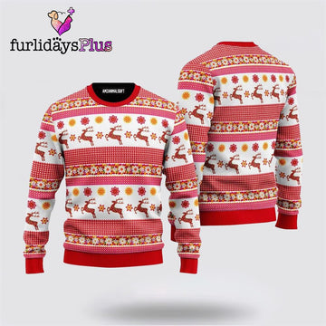 Reindeer Snowflakes Pattern Ugly Sweater ,Christmas Ugly Sweater For Men, Women