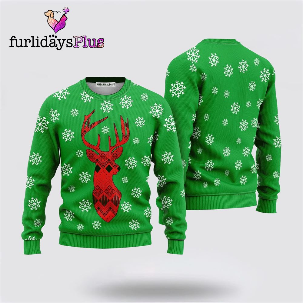 Reindeer head Pattern Sweater Merry Christmas ,Christmas Ugly Sweater For Men, Women