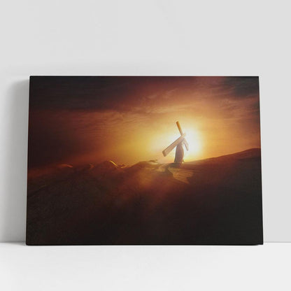 Resurrection Jesus Carrying Cross Canvas Pictures, Faith Art, Christian Gifts Canvas Wall Art Decor