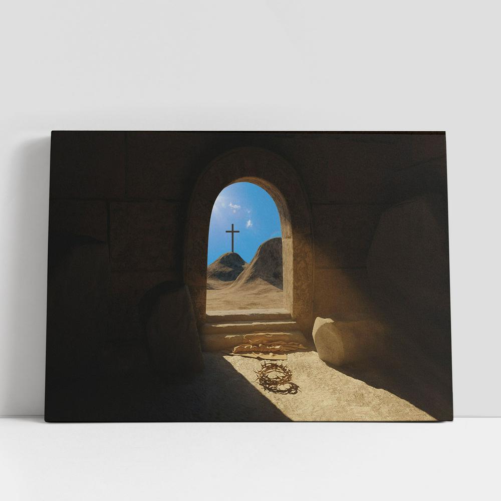 Resurrection Jesus Christ Empty Stone Tomb Canvas Pictures, Faith Art, Christian Gifts Canvas Wall Art Decor