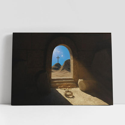 Resurrection Jesus Christ Empty Stone Tomb Canvas Pictures, Faith Art, Christian Gifts Canvas Wall Art Decor