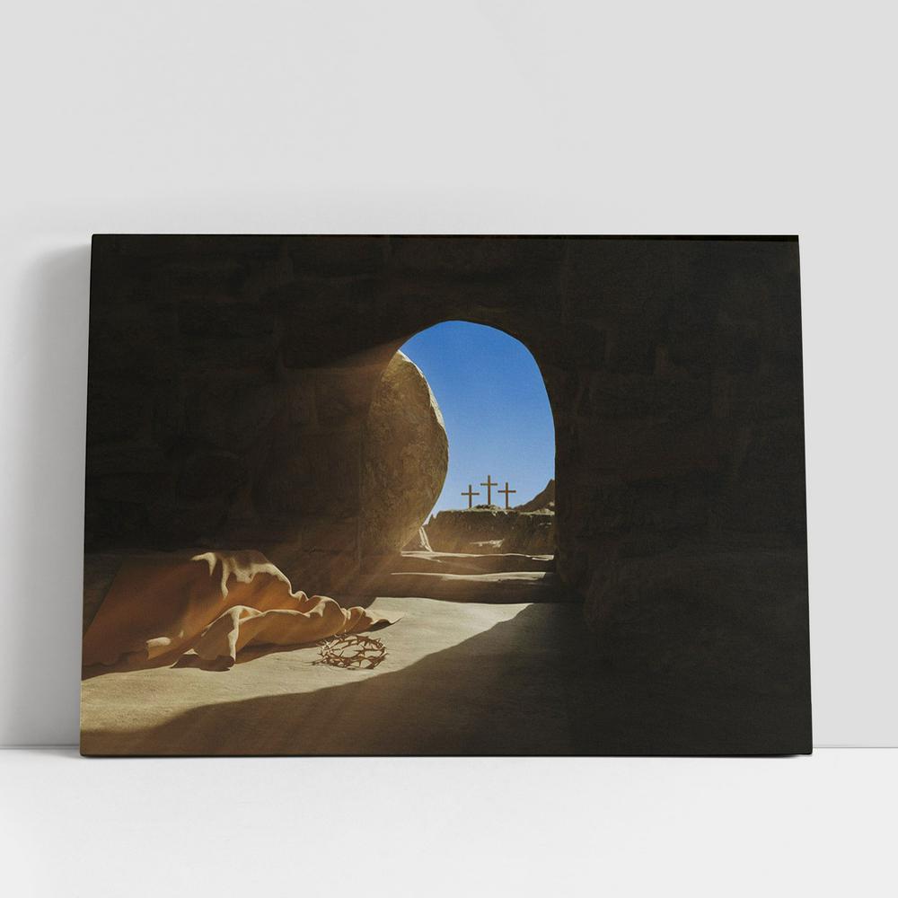 Resurrection Jesus Empty Stone Tomb Canvas Pictures, Faith Art, Christian Gifts Canvas Wall Art Decor