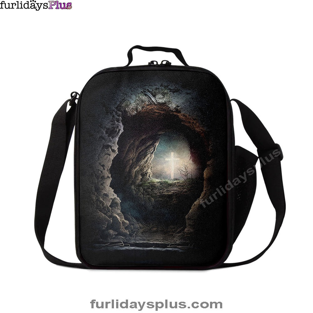 Resurrection Light Empty Tomb With Crucifix Dawn Lunchbag, Religious Lunch Bag, Christian Lunch Bag