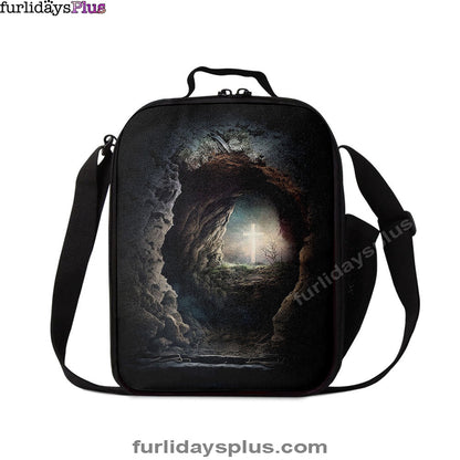 Resurrection Light Empty Tomb With Crucifix Dawn Lunchbag, Religious Lunch Bag, Christian Lunch Bag