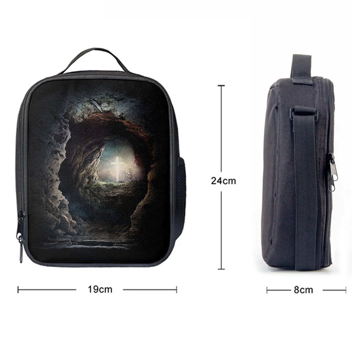 Resurrection Light Empty Tomb With Crucifix Dawn Lunchbag, Religious Lunch Bag, Christian Lunch Bag