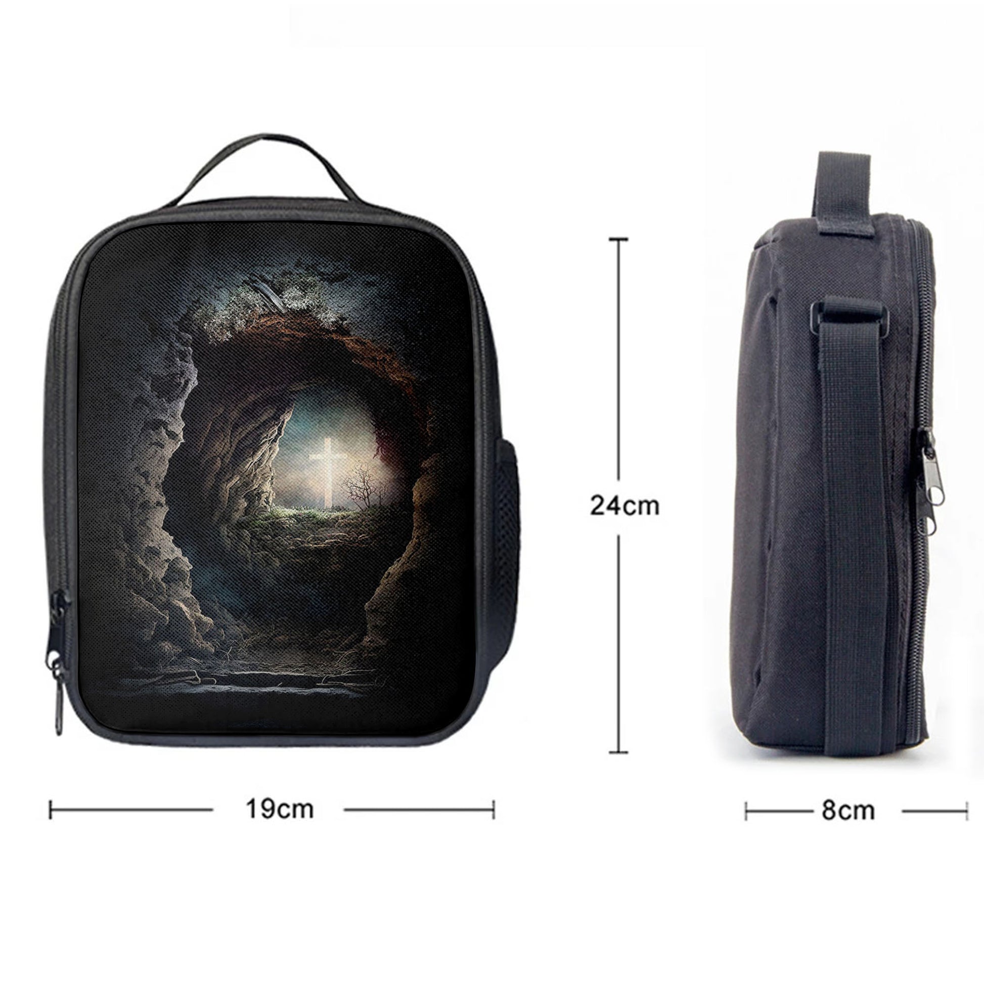 Resurrection Light Empty Tomb With Crucifix Dawn Lunchbag, Religious Lunch Bag, Christian Lunch Bag