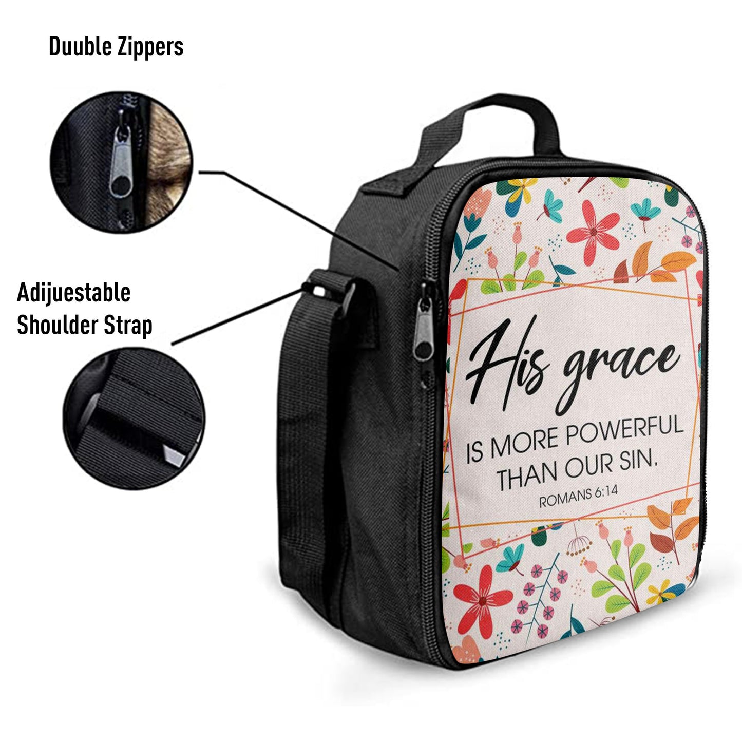 Romans 614 His Grace Is More Powerful Than Our Sin Lunchbag, Bible Verse Lunch Bag, Scripture Lunchbag