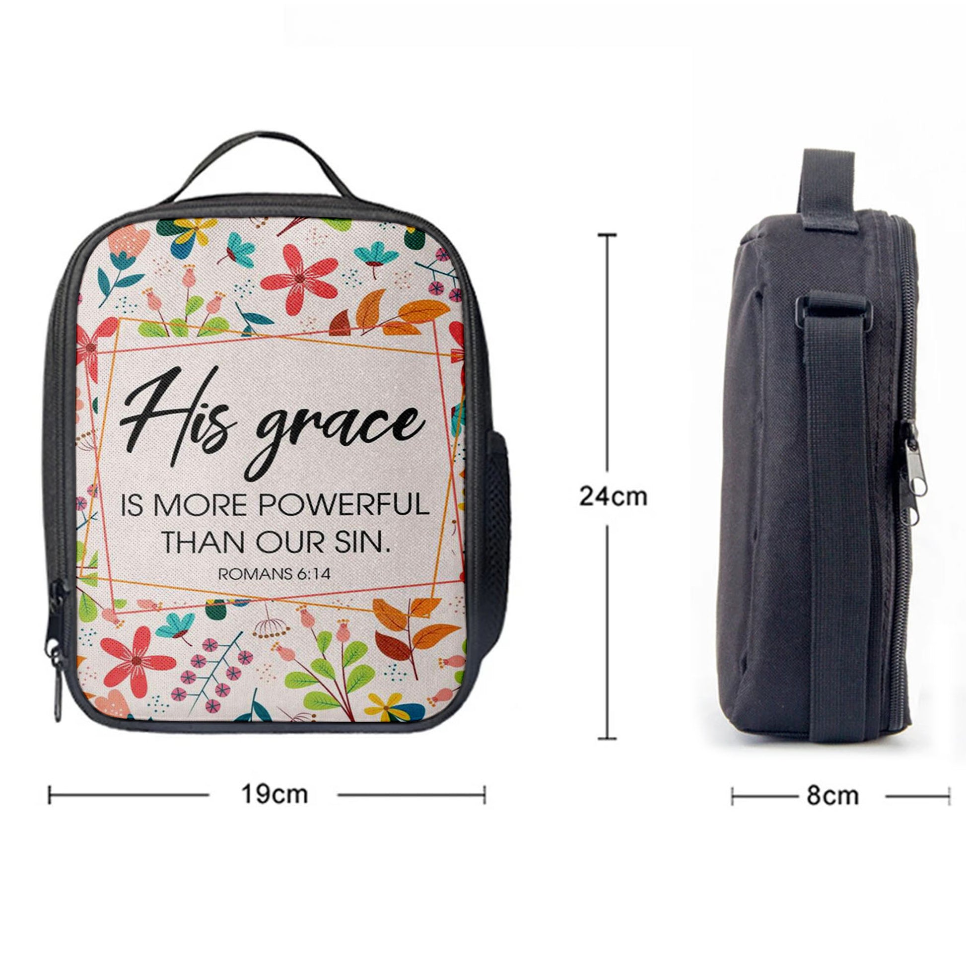 Romans 614 His Grace Is More Powerful Than Our Sin Lunchbag, Bible Verse Lunch Bag, Scripture Lunchbag