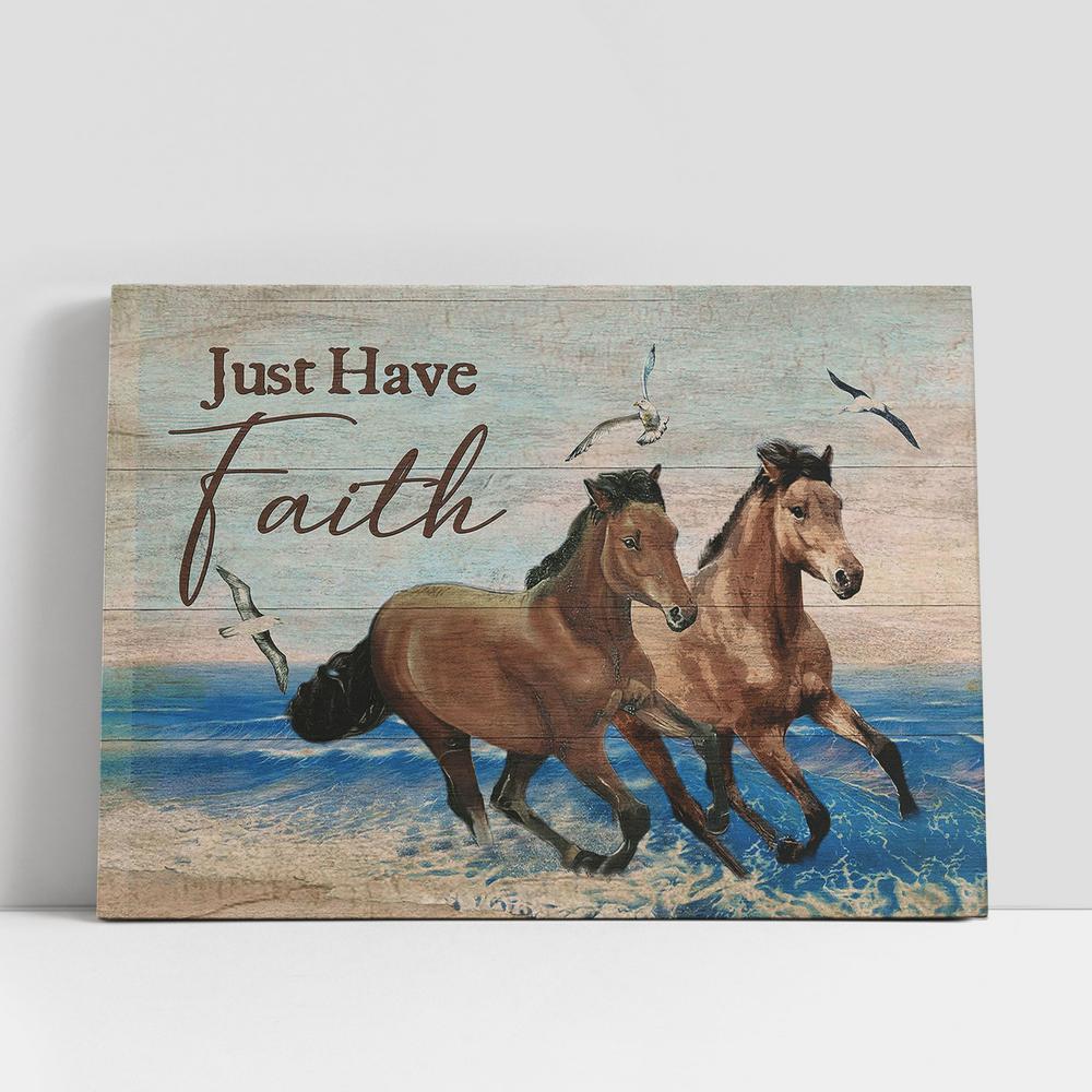 Running horses Just have faith Canvas Wall Art, Bible Verse Canvas, Religious Prints