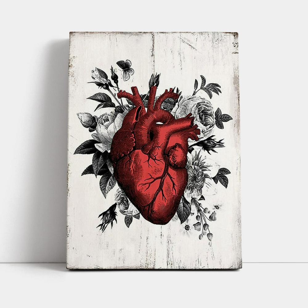 Rustic Floral Heart Wall Art - Decoration For Living Room, Bedroom, Medical Office - Gift For Nurse, Doctor, Rn, Physician Assistant, Women