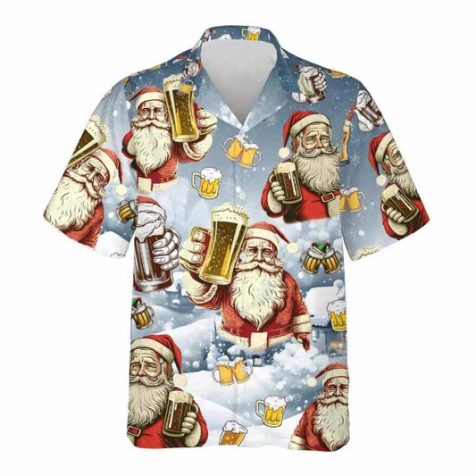 Santa Beer Hawaiian Shirt For Men Women, Xmas Hawaiian Shirts
