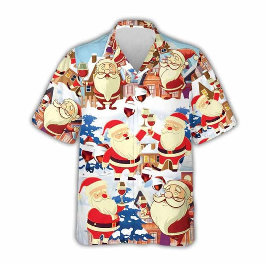 Santa Cheers Hawaiian Shirts For Men Women, Xmas Hawaiian Shirts