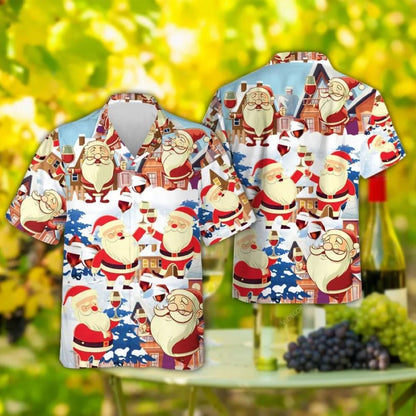 Santa Cheers Hawaiian Shirts For Men Women, Xmas Hawaiian Shirts